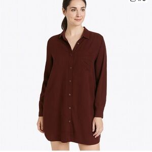Charlie Paige Oversized Shirt dress burgundy long sleeve